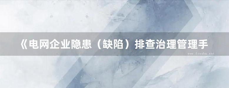 《电网企业隐患（缺陷）排查治理管理手册》国网陕西省电力公司 编 2018版